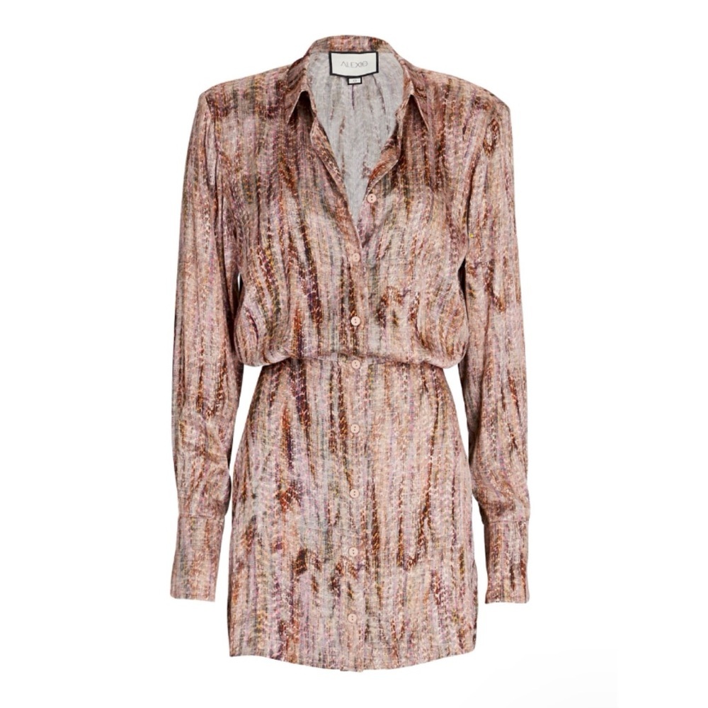 NEW Alexis Ciandra Crepe Mini Shirt Dress Abstract Print Pink Size XL